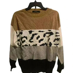 X116 zesica color block ovesize pullover sweater size small